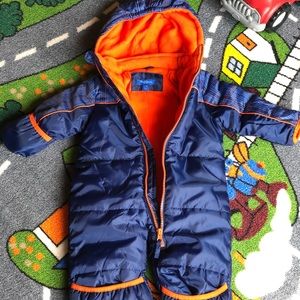 Bunting suit size 6-9 months blue/orange